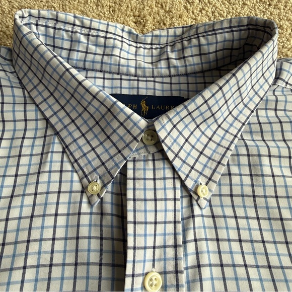Ralph Lauren Performance Button Down Shirt 3XLT Blue Plaid Long Sleeve - Picture 4 of 9